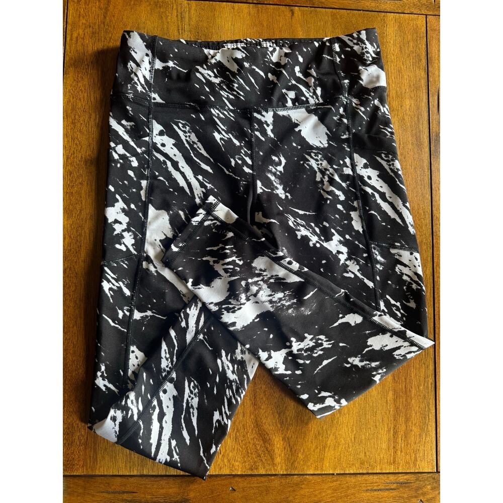 Pro Player Black White Abstract Splatter Leggings Womens Size Medium Activewear
